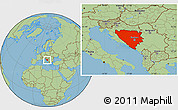 Savanna Style Location Map of Bosnia and Herzegovina