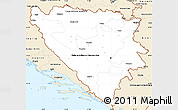 Classic Style Simple Map of Bosnia and Herzegovina