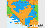 Political Simple Map of Bosnia and Herzegovina