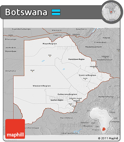 Gray 3D Map of Botswana