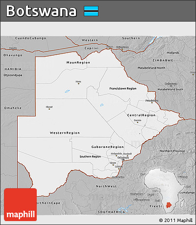 Gray 3D Map of Botswana