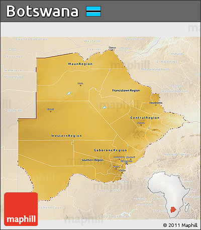 Physical 3D Map of Botswana, lighten
