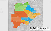 Political 3D Map of Botswana, lighten, desaturated