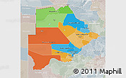 Political 3D Map of Botswana, lighten, semi-desaturated