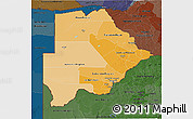 Political Shades 3D Map of Botswana, darken