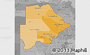 Political Shades 3D Map of Botswana, desaturated