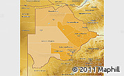 Political Shades 3D Map of Botswana, physical outside