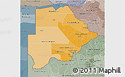 Political Shades 3D Map of Botswana, semi-desaturated