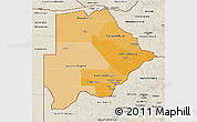 Political Shades 3D Map of Botswana, shaded relief outside