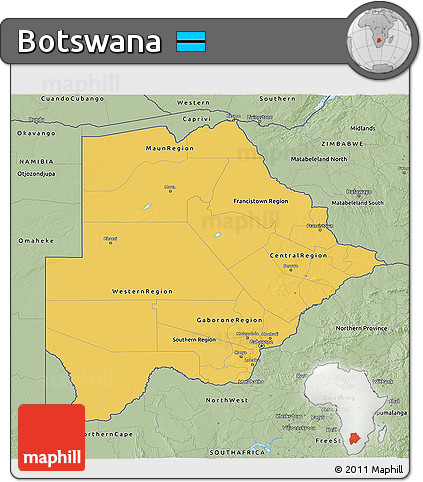 Savanna Style 3D Map of Botswana