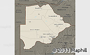 Shaded Relief 3D Map of Botswana, darken