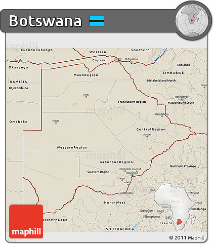 Shaded Relief 3D Map of Botswana