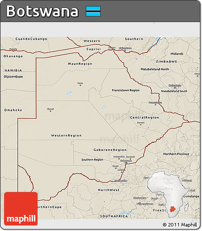 Shaded Relief 3D Map of Botswana