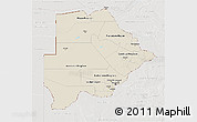 Shaded Relief 3D Map of Botswana, lighten, semi-desaturated
