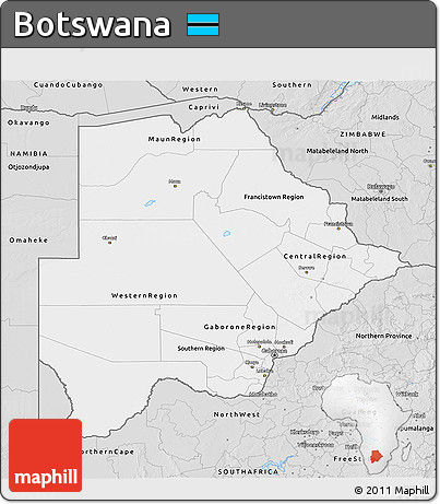 Silver Style 3D Map of Botswana