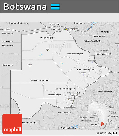 Silver Style 3D Map of Botswana