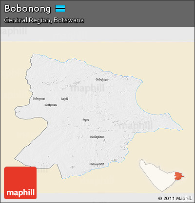 Classic Style 3D Map of Bobonong, single color outside