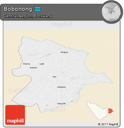 Classic Style 3D Map of Bobonong, single color outside