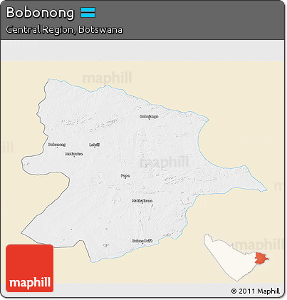 Classic Style 3D Map of Bobonong, single color outside