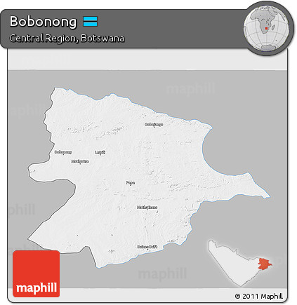 Gray 3D Map of Bobonong, single color outside