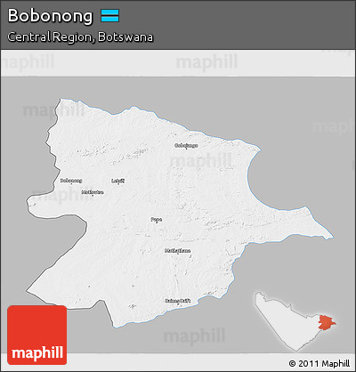 Gray 3D Map of Bobonong, single color outside