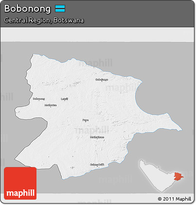 Gray 3D Map of Bobonong, single color outside