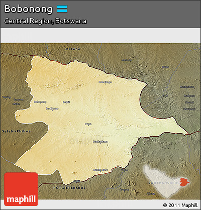 Physical 3D Map of Bobonong, darken