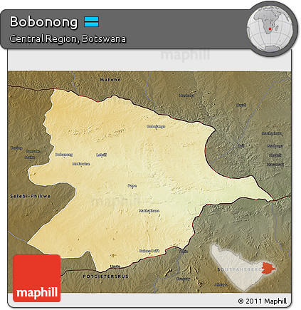 Physical 3D Map of Bobonong, darken