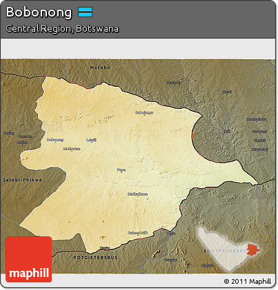 Physical 3D Map of Bobonong, darken