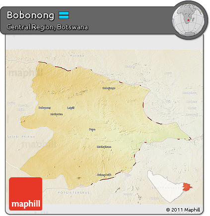 Physical 3D Map of Bobonong, lighten