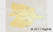 Physical 3D Map of Bobonong, lighten, semi-desaturated