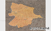 Satellite 3D Map of Bobonong, darken, semi-desaturated