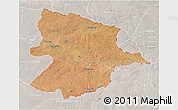 Satellite 3D Map of Bobonong, lighten, semi-desaturated