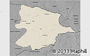 Shaded Relief 3D Map of Bobonong, darken, desaturated