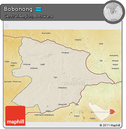 Shaded Relief 3D Map of Bobonong, physical outside