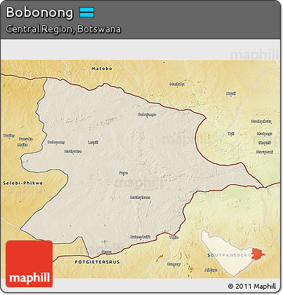Shaded Relief 3D Map of Bobonong, physical outside