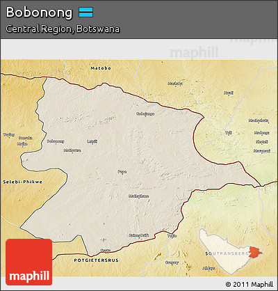 Shaded Relief 3D Map of Bobonong, physical outside