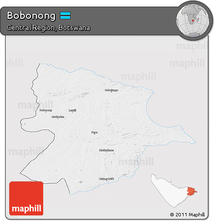 Silver Style 3D Map of Bobonong, single color outside