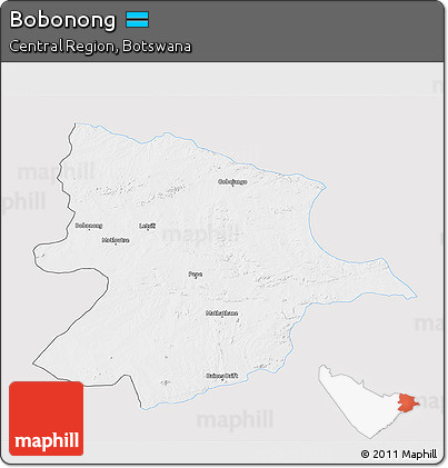 Silver Style 3D Map of Bobonong, single color outside