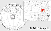 Blank Location Map of Bobonong, within the entire country