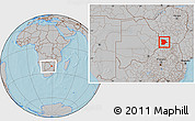 Gray Location Map of Bobonong, within the entire country, hill shading