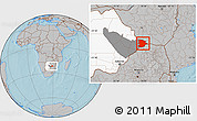 Gray Location Map of Bobonong, highlighted country, highlighted parent region, hill shading