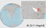 Gray Location Map of Bobonong, highlighted parent region, within the entire country, hill shading