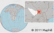 Gray Location Map of Bobonong, highlighted parent region, hill shading
