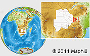 Physical Location Map of Bobonong, highlighted country, within the entire country