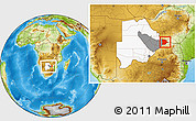 Physical Location Map of Bobonong, highlighted country, highlighted parent region, within the entire country