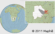 Savanna Style Location Map of Bobonong, highlighted country, highlighted parent region, within the entire country, hill shading