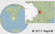 Savanna Style Location Map of Bobonong, highlighted country, hill shading