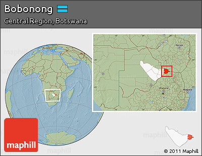 Savanna Style Location Map of Bobonong, highlighted parent region, within the entire country, hill shading