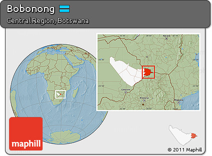 Savanna Style Location Map of Bobonong, highlighted parent region, hill shading